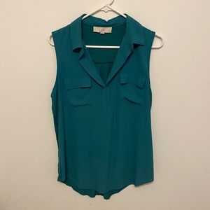 Teal loft sleeveless blouse large